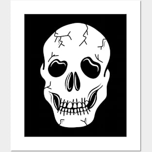 Spooky Skeleton Skull Face Cartoon on a Black Backdrop, made by EndlessEmporium Posters and Art